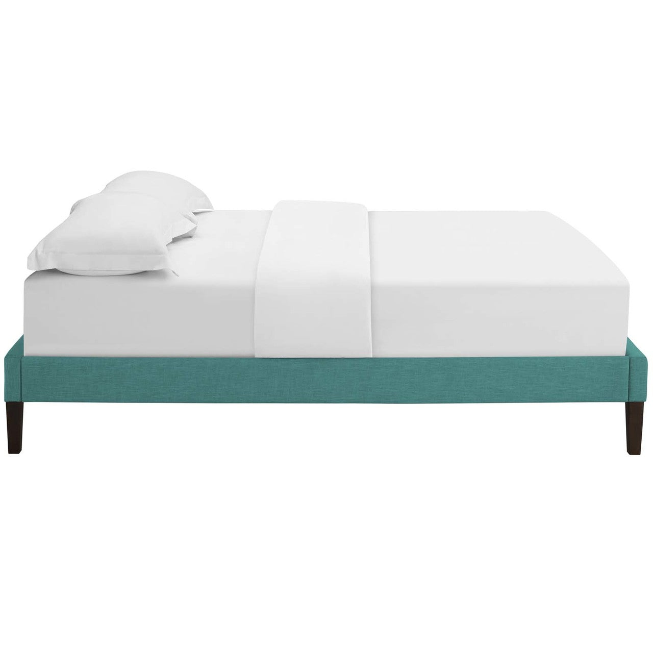 Tessie King Fabric Bed Frame with Squared Tapered Legs, King Size, Fabric, Aqua Blue, 14497