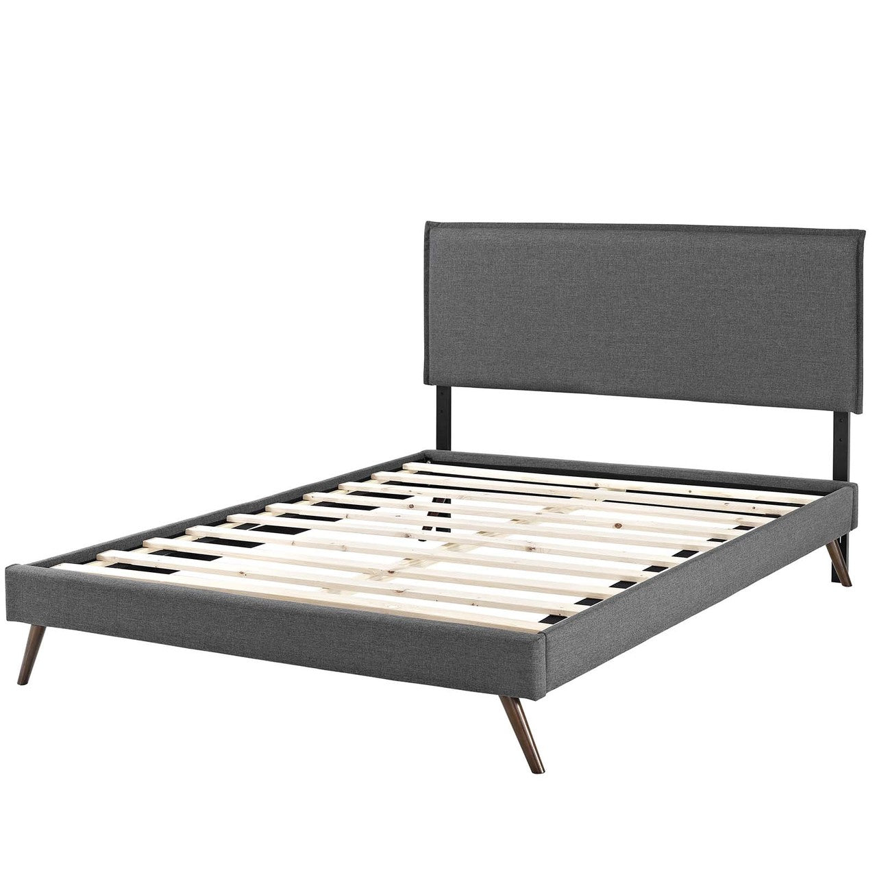 Amaris Full Fabric Platform Bed with Round Splayed Legs, Full Size, Fabric, Grey Gray, 14503