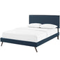 Amaris Queen Fabric Platform Bed with Round Splayed Legs, Queen Size, Fabric, Navy Blue, 14504