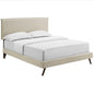 Amaris Queen Fabric Platform Bed with Round Splayed Legs, Queen Size, Fabric, Beige, 14505