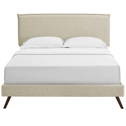 Amaris Queen Fabric Platform Bed with Round Splayed Legs, Queen Size, Fabric, Beige, 14505