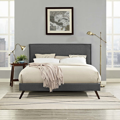 Amaris Queen Fabric Platform Bed with Round Splayed Legs, Queen Size, Fabric, Grey Gray, 14506