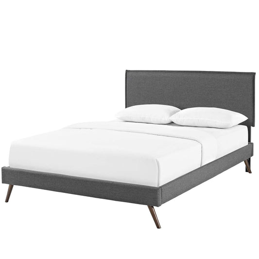 Amaris King Fabric Platform Bed with Round Splayed Legs, King Size, Fabric, Grey Gray, 14509
