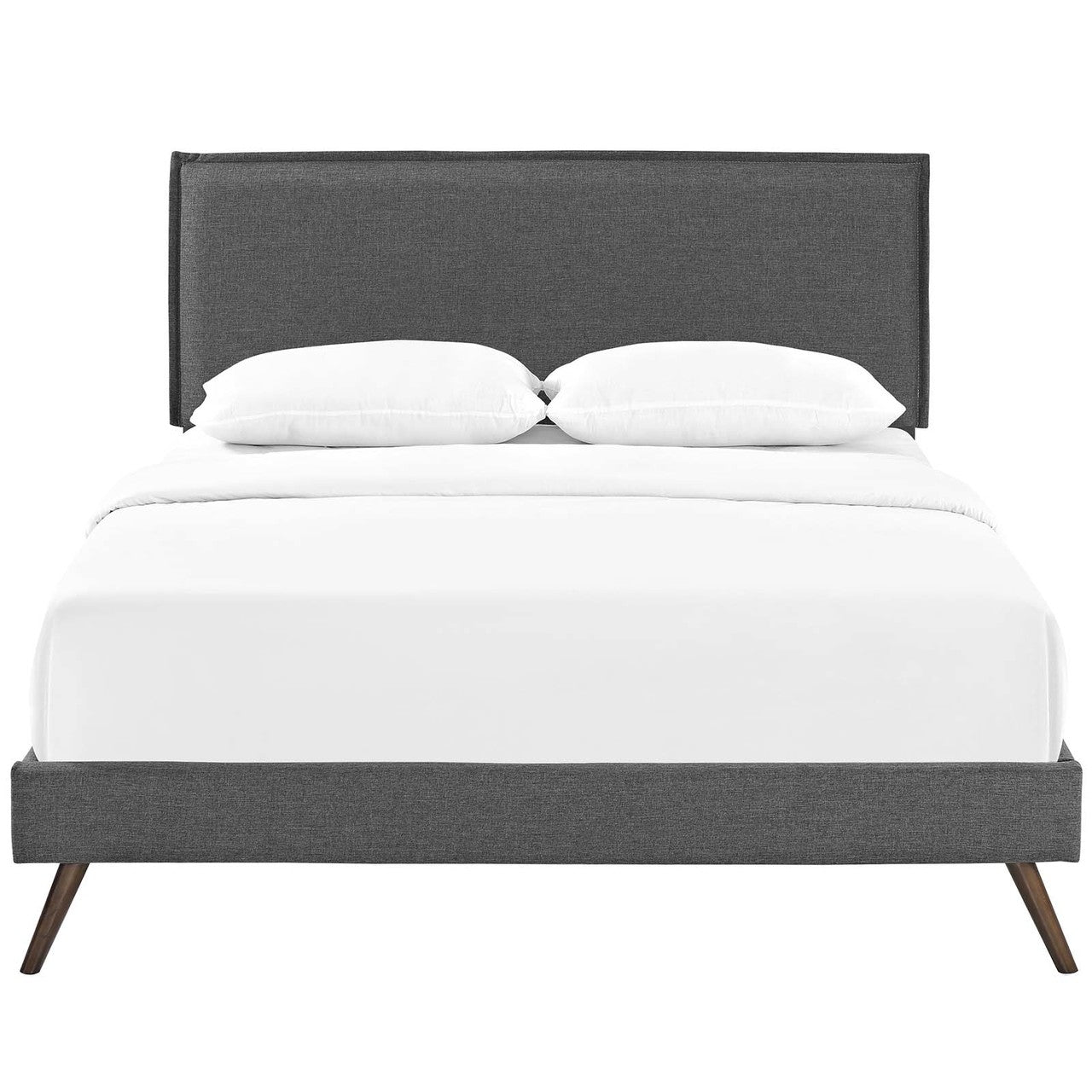 Amaris King Fabric Platform Bed with Round Splayed Legs, King Size, Fabric, Grey Gray, 14509