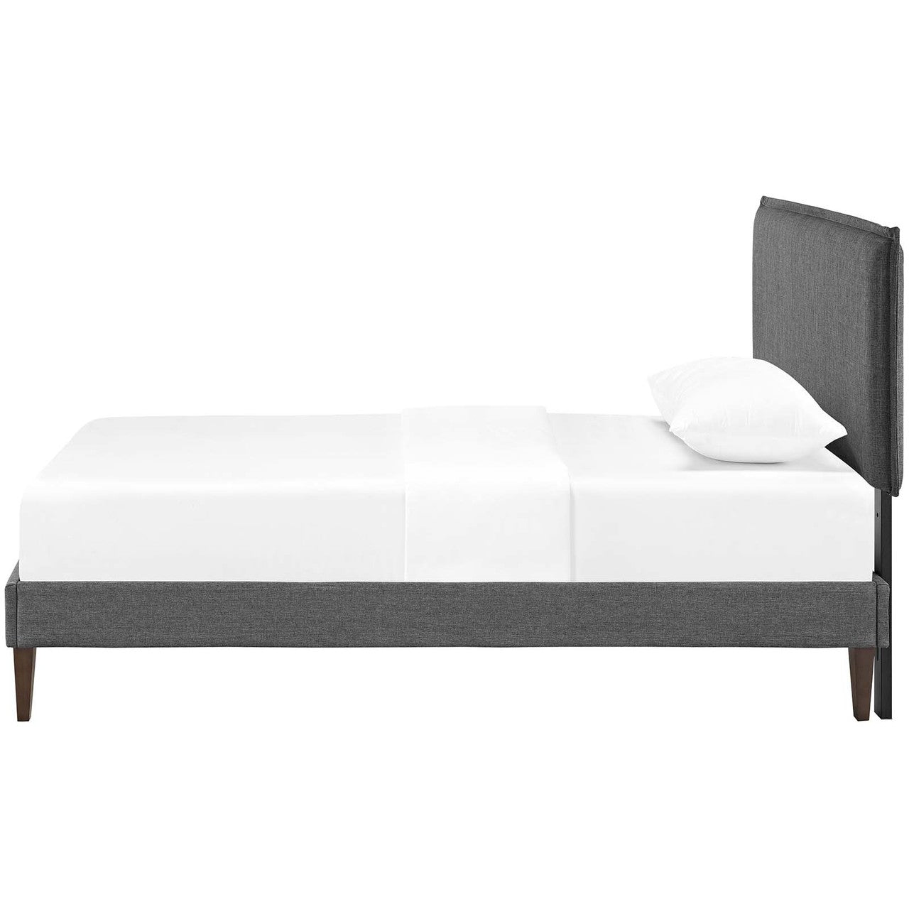 Amaris Twin Fabric Platform Bed with Squared Tapered Legs, Twin Size, Fabric, Grey Gray, 14512