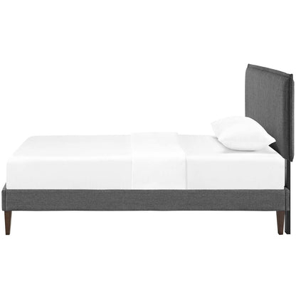 Amaris Twin Fabric Platform Bed with Squared Tapered Legs, Twin Size, Fabric, Grey Gray, 14512