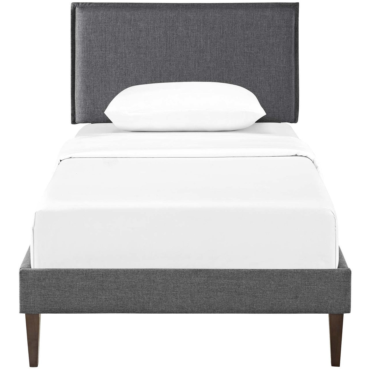 Amaris Twin Fabric Platform Bed with Squared Tapered Legs, Twin Size, Fabric, Grey Gray, 14512
