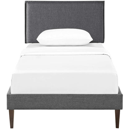 Amaris Twin Fabric Platform Bed with Squared Tapered Legs, Twin Size, Fabric, Grey Gray, 14512