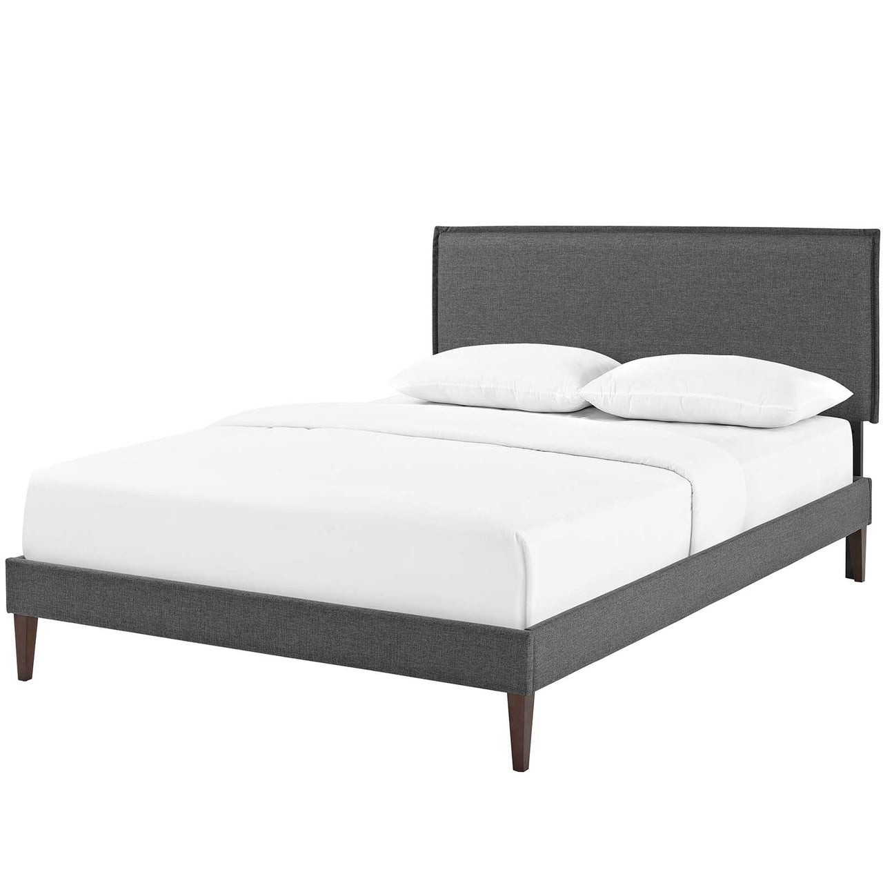 Amaris Full Fabric Platform Bed with Squared Tapered Legs, Full Size, Fabric, Grey Gray, 14515