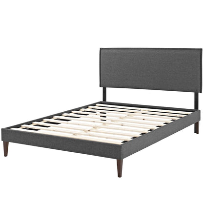 Amaris Full Fabric Platform Bed with Squared Tapered Legs, Full Size, Fabric, Grey Gray, 14515