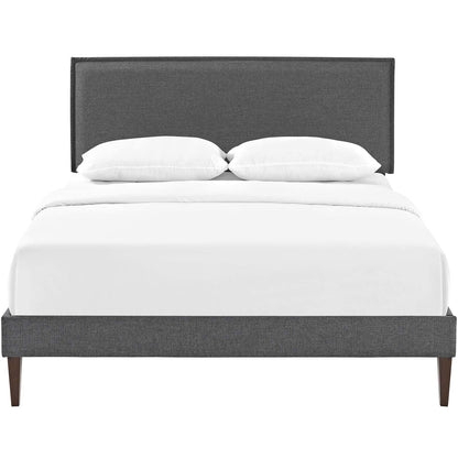 Amaris Full Fabric Platform Bed with Squared Tapered Legs, Full Size, Fabric, Grey Gray, 14515