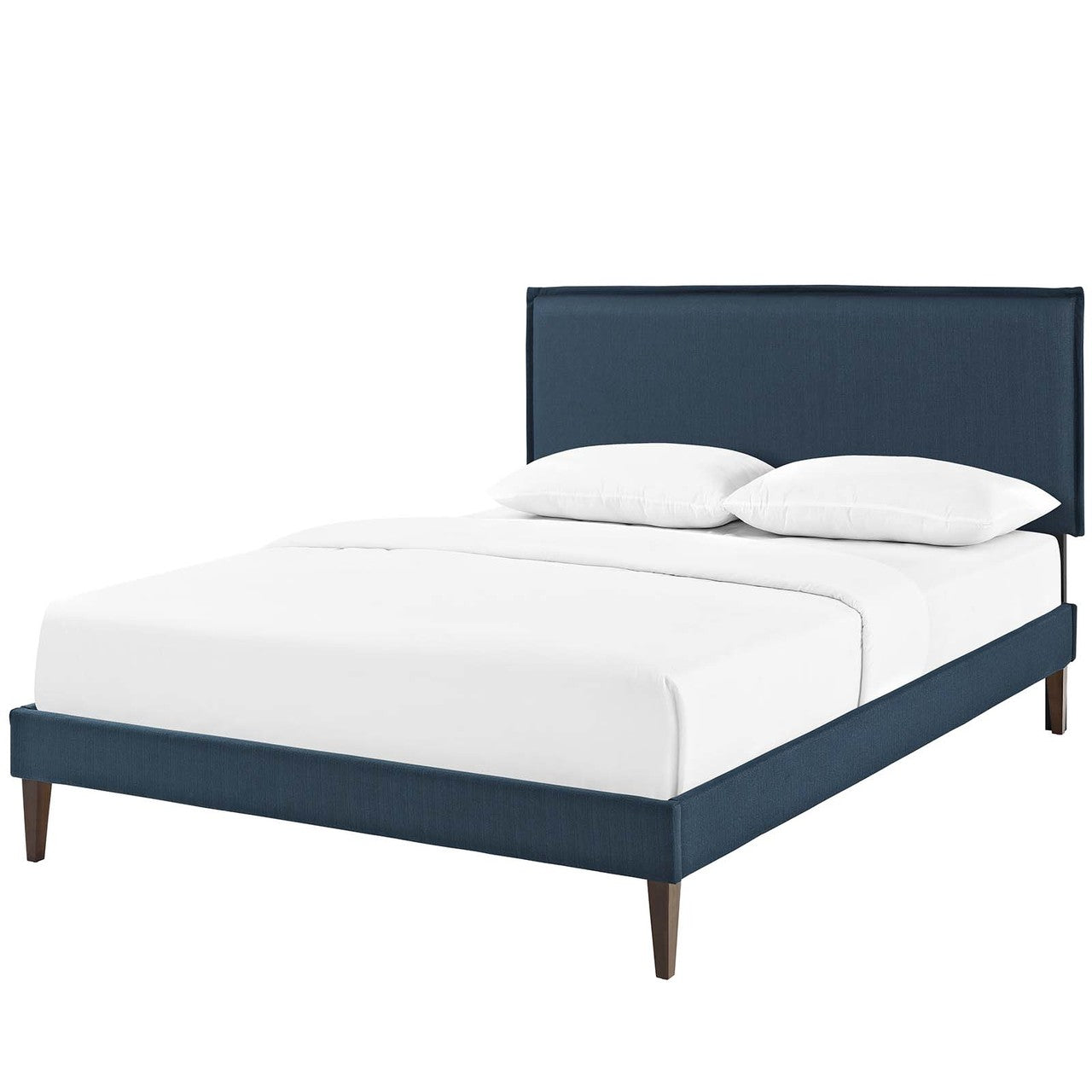 Amaris Queen Fabric Platform Bed with Squared Tapered Legs, Queen Size, Fabric, Navy Blue, 14516
