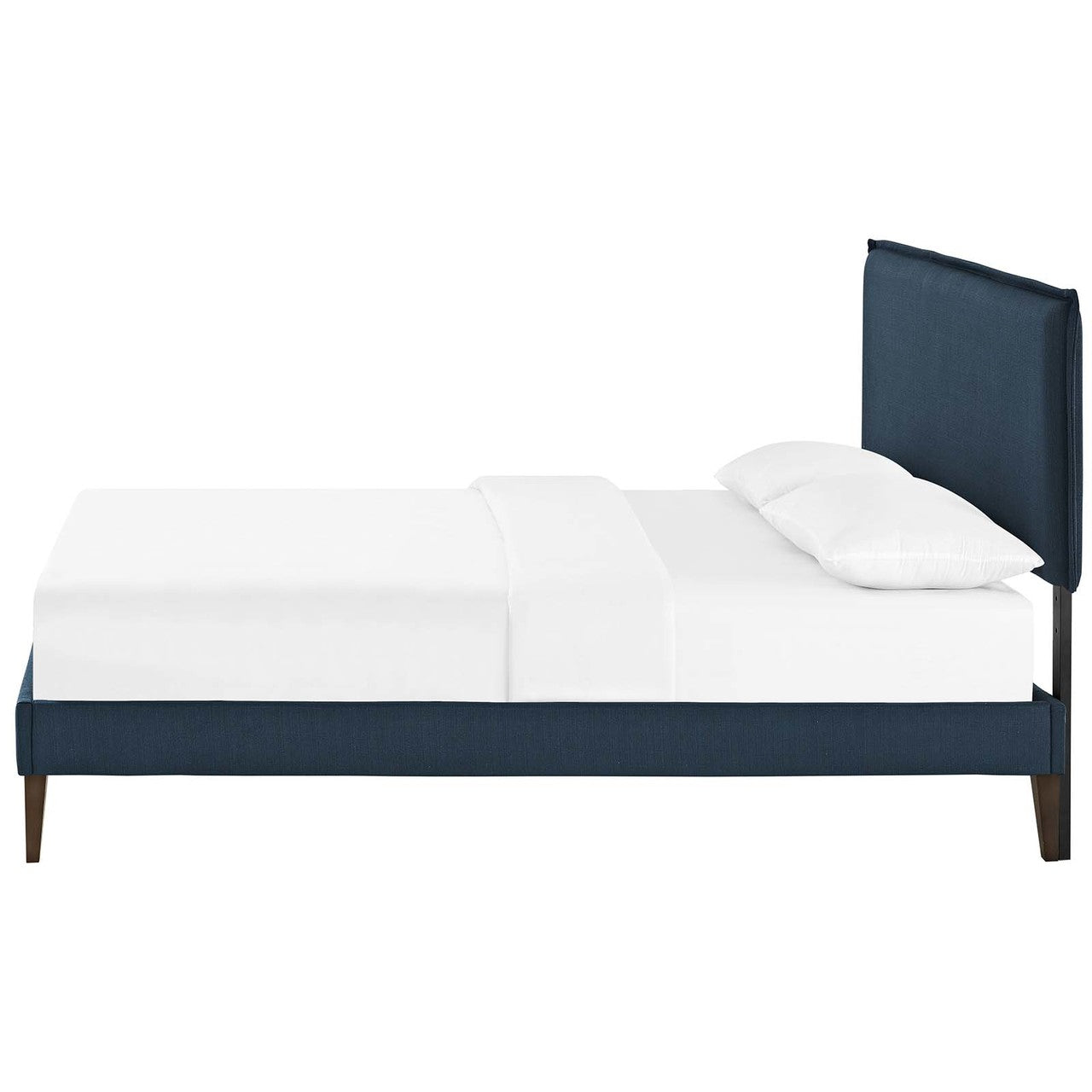 Amaris Queen Fabric Platform Bed with Squared Tapered Legs, Queen Size, Fabric, Navy Blue, 14516