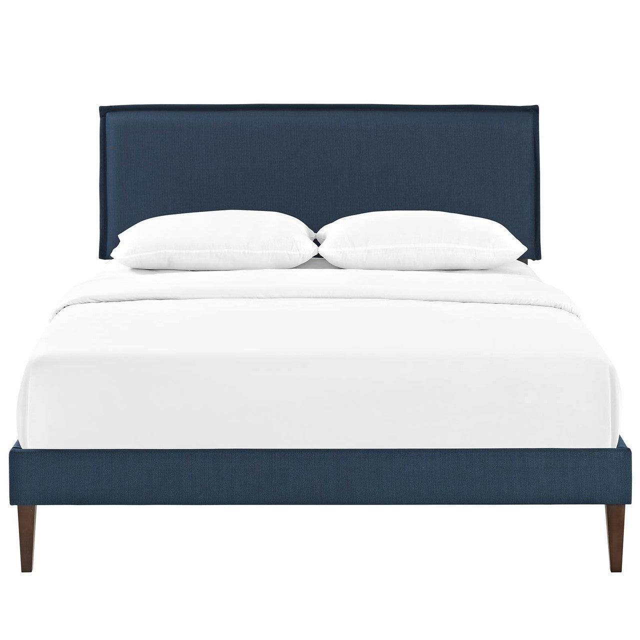 Amaris Queen Fabric Platform Bed with Squared Tapered Legs, Queen Size, Fabric, Navy Blue, 14516