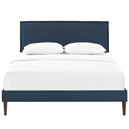 Amaris Queen Fabric Platform Bed with Squared Tapered Legs, Queen Size, Fabric, Navy Blue, 14516