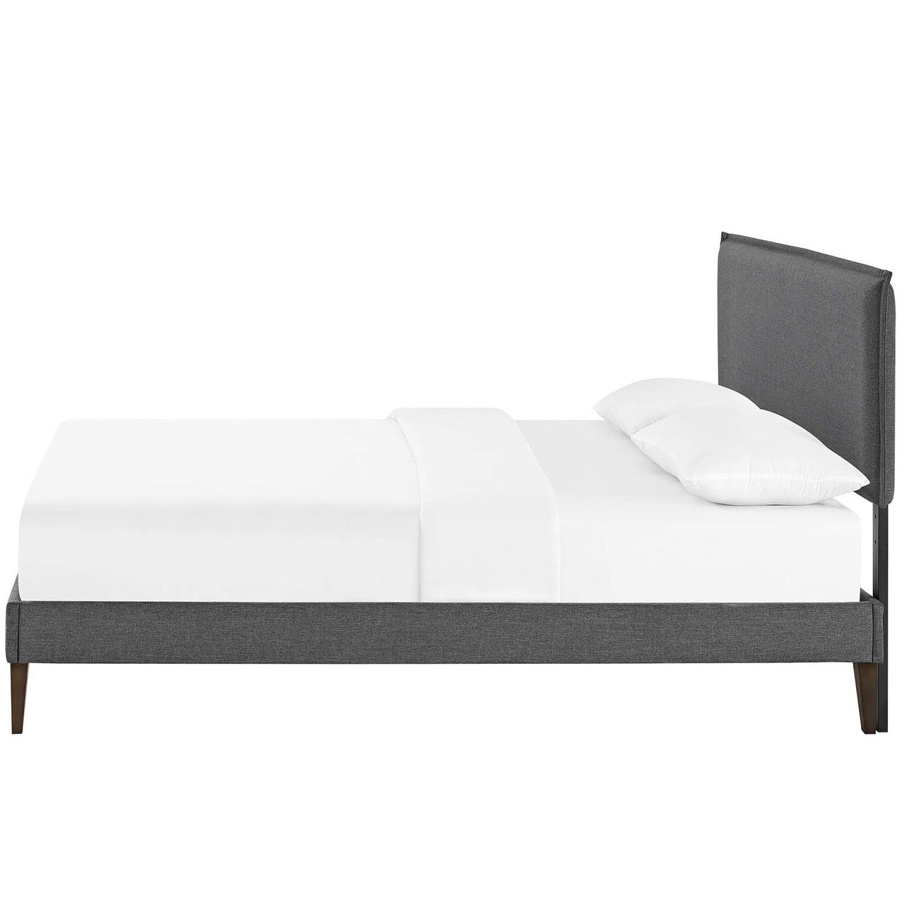 Amaris Queen Fabric Platform Bed with Squared Tapered Legs, Queen Size, Fabric, Grey Gray, 14518