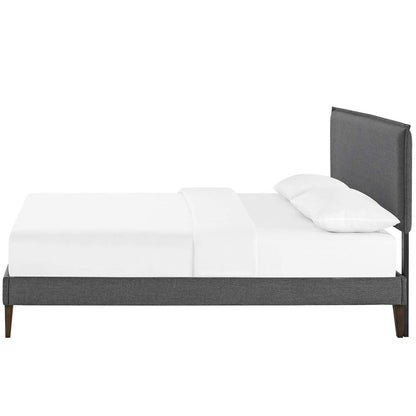 Amaris Queen Fabric Platform Bed with Squared Tapered Legs, Queen Size, Fabric, Grey Gray, 14518