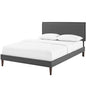 Amaris King Fabric Platform Bed with Squared Tapered Legs, King Size, Fabric, Grey Gray, 14521