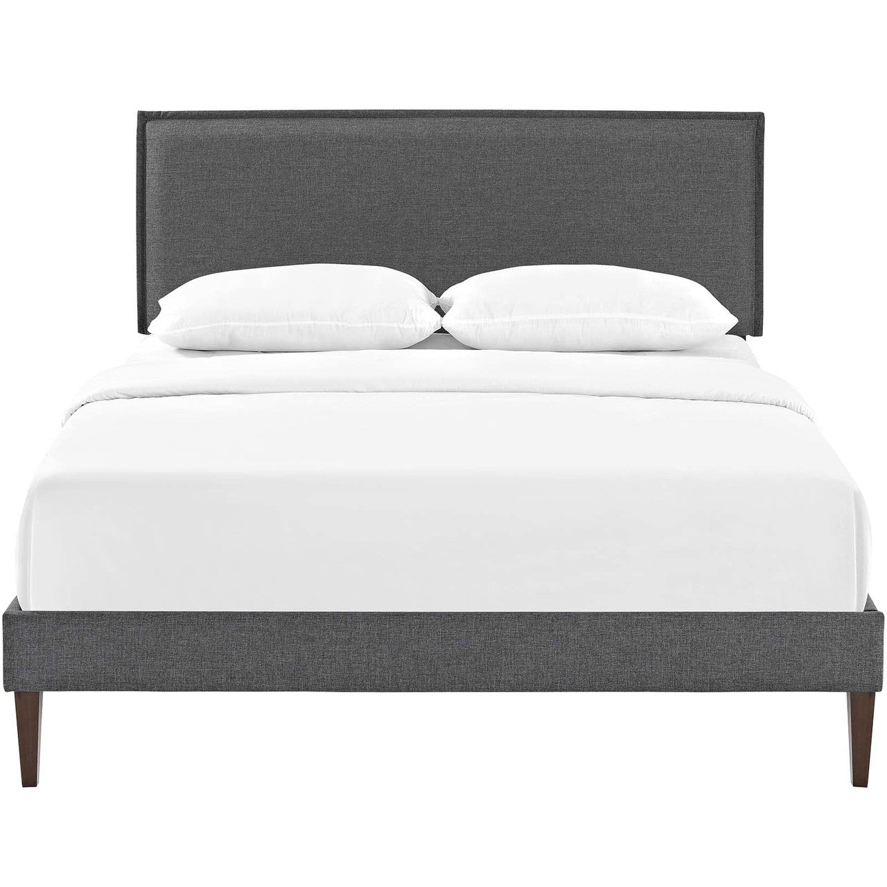 Amaris King Fabric Platform Bed with Squared Tapered Legs, King Size, Fabric, Grey Gray, 14521