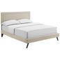 Virginia Queen Fabric Platform Bed with Round Splayed Legs, Queen Size, Fabric, Beige, 14535