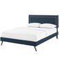 Virginia King Fabric Platform Bed with Round Splayed Legs, King Size, Fabric, Navy Blue, 14539