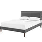 Virginia King Fabric Platform Bed with Squared Tapered Legs, King Size, Fabric, Grey Gray, 14561