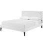 Ruthie Queen Vinyl Platform Bed with Squared Tapered Legs, Queen Size, Faux Vinyl Leather, White, 14593