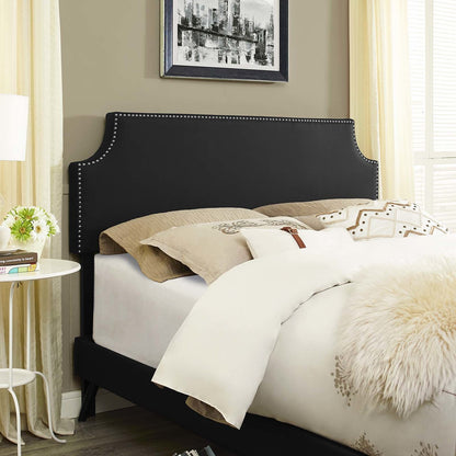 Corene Full Vinyl Platform Bed with Round Splayed Legs, Full Size, Faux Vinyl Leather, Black, 14607