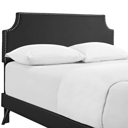 Corene Queen Vinyl Platform Bed with Round Splayed Legs, Queen Size, Faux Vinyl Leather, Black, 14612