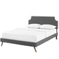 Corene King Fabric Platform Bed with Round Splayed Legs, King Size, Fabric Copper Nail Rivet, Grey Gray, 14621