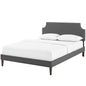 Corene Queen Fabric Platform Bed with Squared Tapered Legs, Queen Size, Fabric Copper Nail Rivet, Grey Gray, 14636