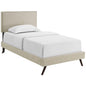Macie Twin Fabric Platform Bed with Round Splayed Legs, Twin Size, Fabric, Beige, 14645