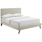 Macie King Fabric Platform Bed with Round Splayed Legs, King Size, Fabric, Beige, 14660