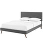 Macie King Fabric Platform Bed with Round Splayed Legs, King Size, Fabric, Grey Gray, 14661
