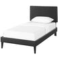 Macie Twin Vinyl Platform Bed with Squared Tapered Legs, Twin Size, Faux Vinyl Leather, Black, 14662