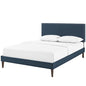Macie Full Fabric Platform Bed with Squared Tapered Legs, Full Size, Fabric, Navy Blue, 14669