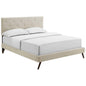 Tarah King Fabric Platform Bed with Round Splayed Legs, King Size, Fabric, Beige, 14700