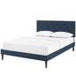 Tarah King Fabric Platform Bed with Squared Tapered Legs, King Size, Fabric, Navy Blue, 14719