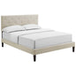 Tarah King Fabric Platform Bed with Squared Tapered Legs, King Size, Fabric, Beige, 14720