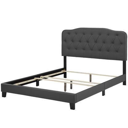 Amelia Twin Faux Leather Bed, Faux Vinyl Leather, Grey Gray, 17735