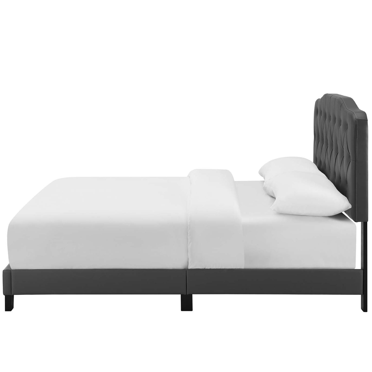 Amelia Twin Faux Leather Bed, Faux Vinyl Leather, Grey Gray, 17735