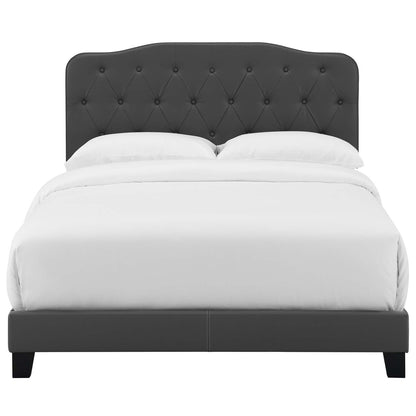 Amelia Twin Faux Leather Bed, Faux Vinyl Leather, Grey Gray, 17735