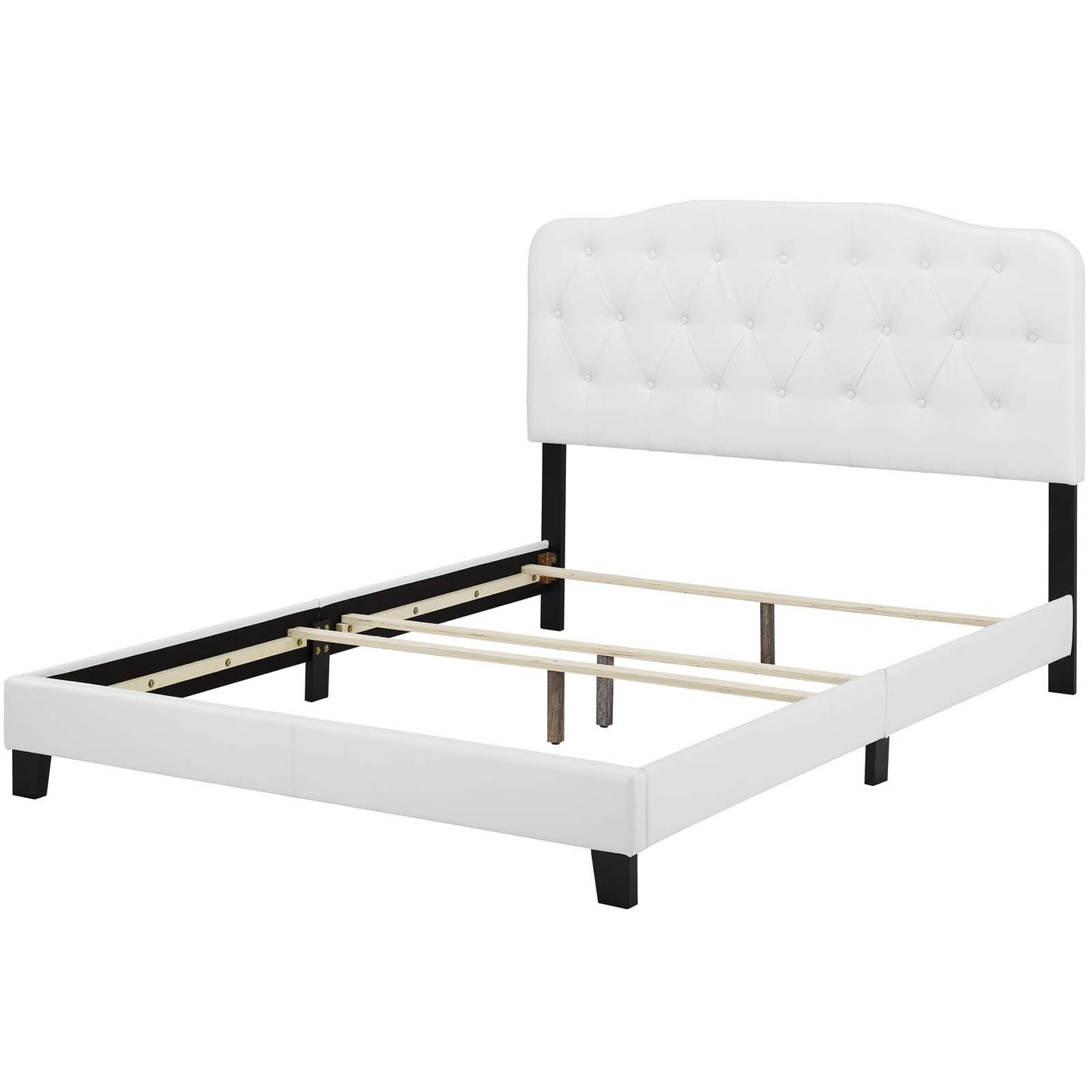 Amelia Twin Faux Leather Bed, Faux Vinyl Leather, White, 17736