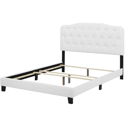 Amelia Twin Faux Leather Bed, Faux Vinyl Leather, White, 17736