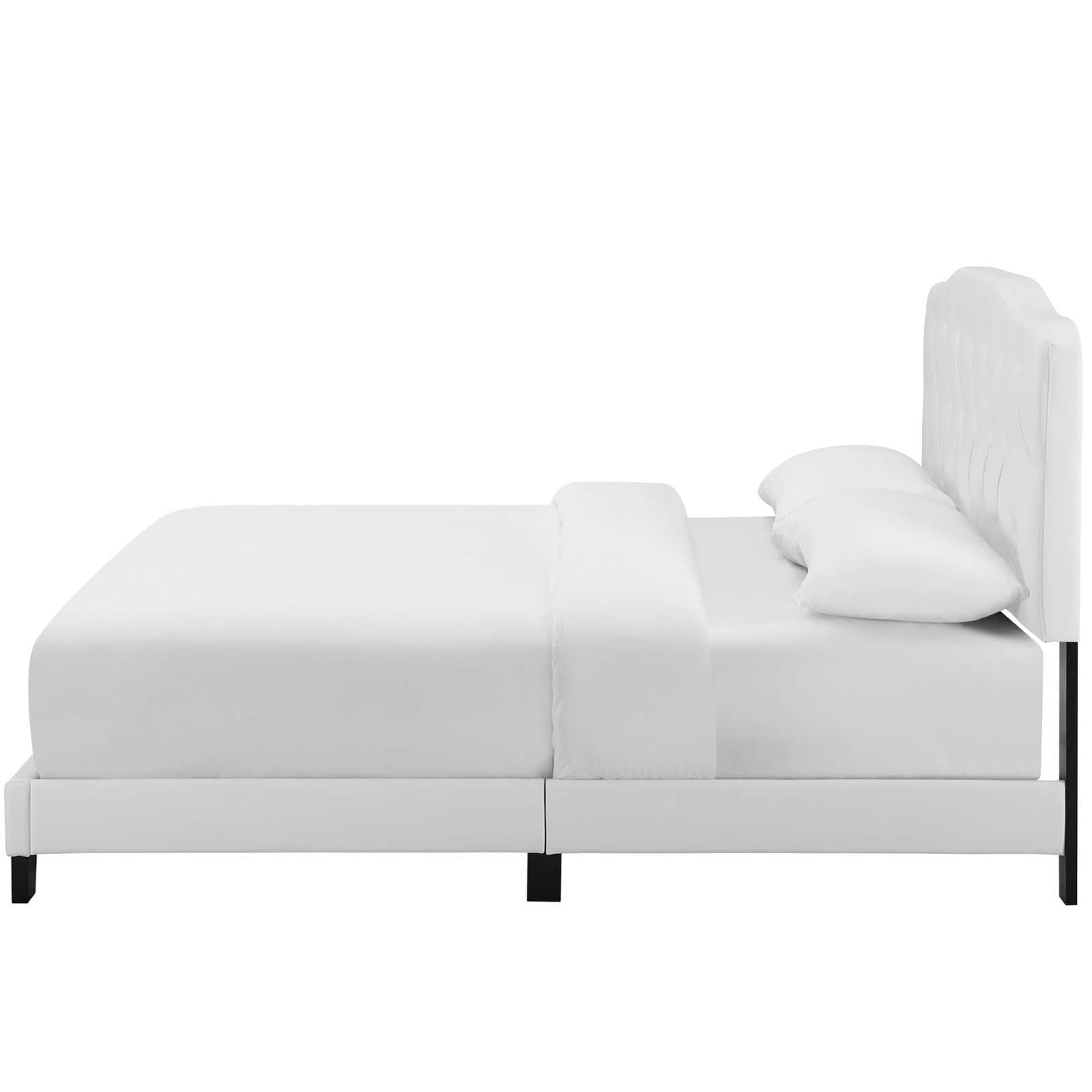 Amelia Twin Faux Leather Bed, Faux Vinyl Leather, White, 17736