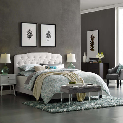 Amelia Twin Faux Leather Bed, Faux Vinyl Leather, White, 17736