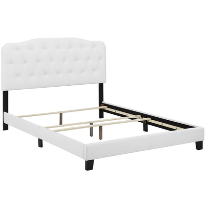 Amelia Full Faux Leather Bed, Full Size, Faux Vinyl Leather, White, 15510