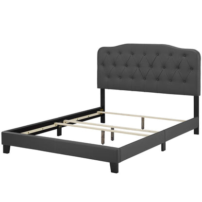 Amelia Queen Faux Leather Bed, Queen Size, Faux Vinyl Leather, Grey Gray, 15261