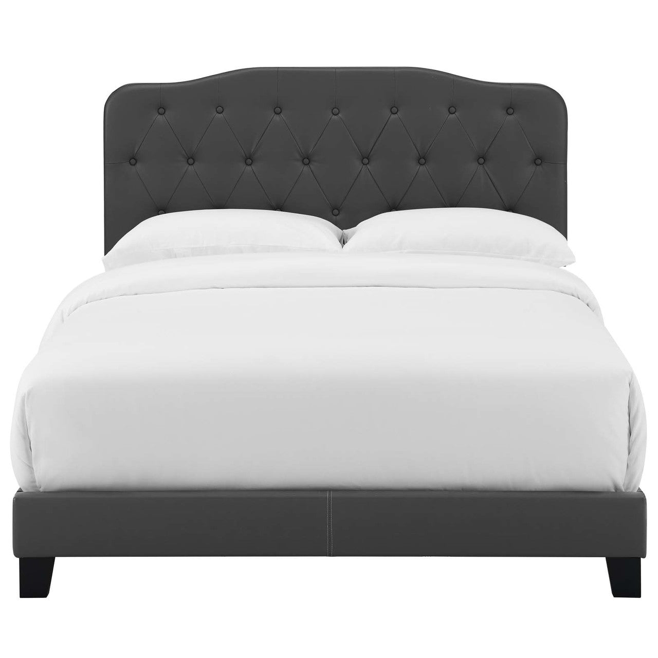 Amelia Queen Faux Leather Bed, Queen Size, Faux Vinyl Leather, Grey Gray, 15261