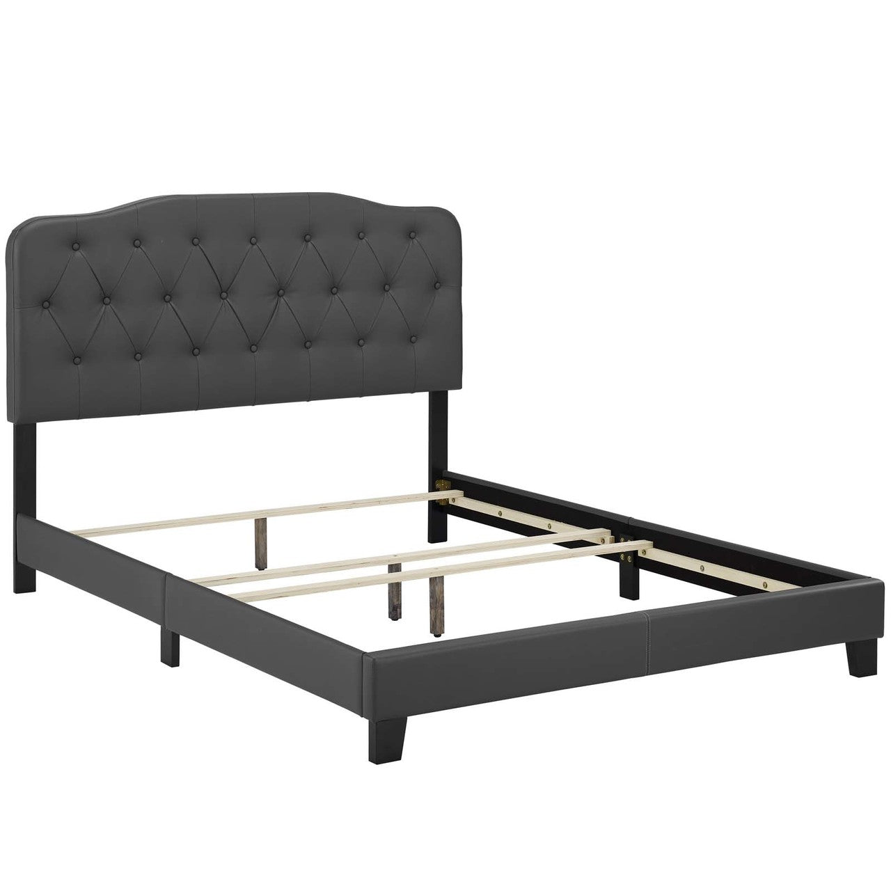Amelia King Faux Leather Bed, King Size, Faux Vinyl Leather, Grey Gray, 15511